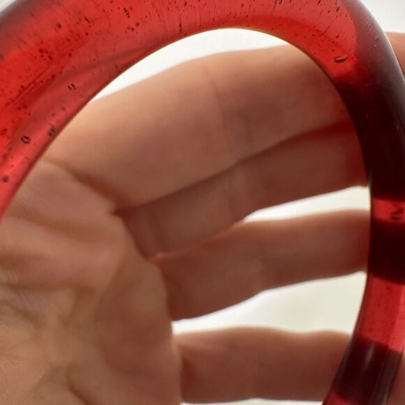 Vintage Red Roman Glass Bangle Bracelet - Picture 6 of 7